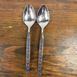 Oneida Distinction Stainless Teaspoons Set Of 2 Floral Handle Flatware Utensils